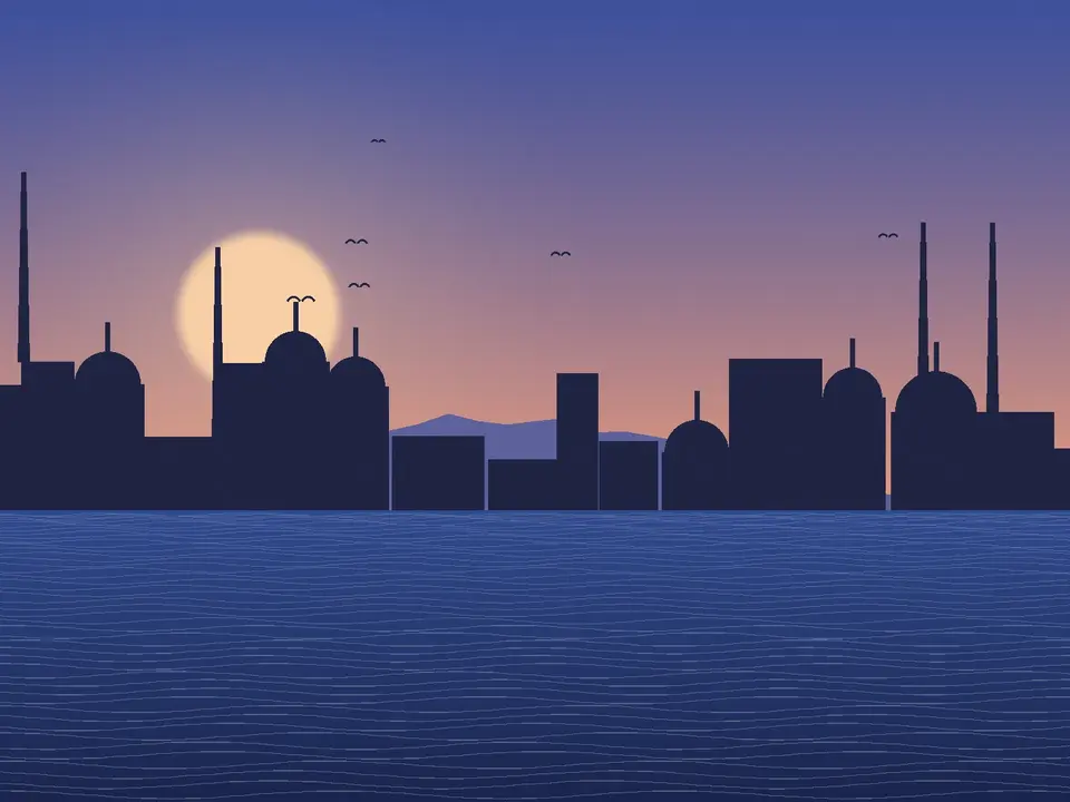 Ilustración del perfil de Estambul con cúpulas y minaretes