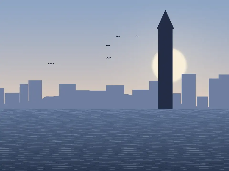 Ilustración del perfil de Londres con una torre de reloj
