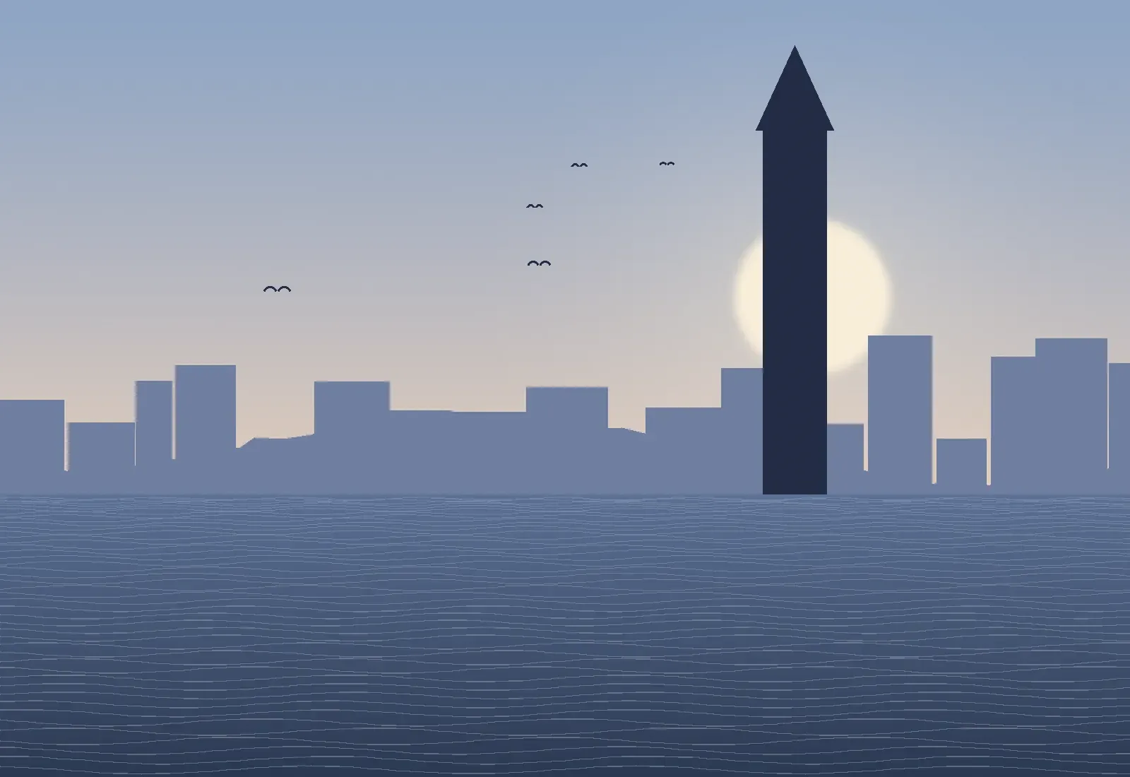 Ilustración del perfil de Londres con una torre de reloj