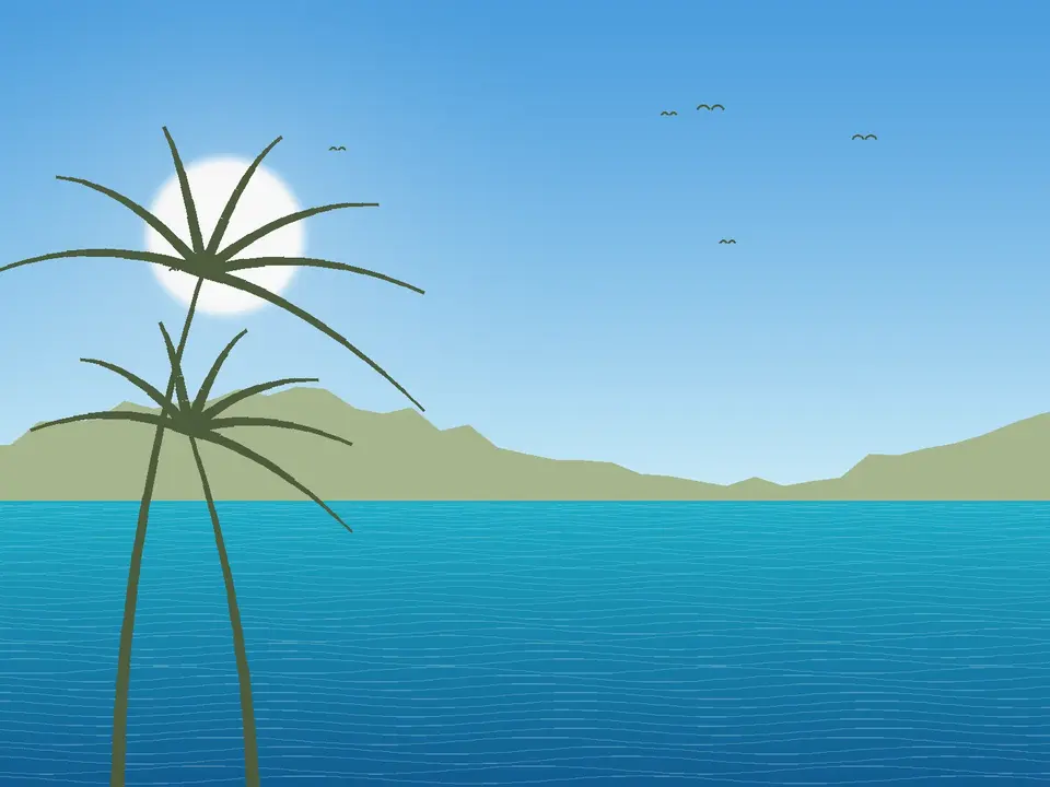 Ilustración de la costa de Mallorca con sierra al fondo