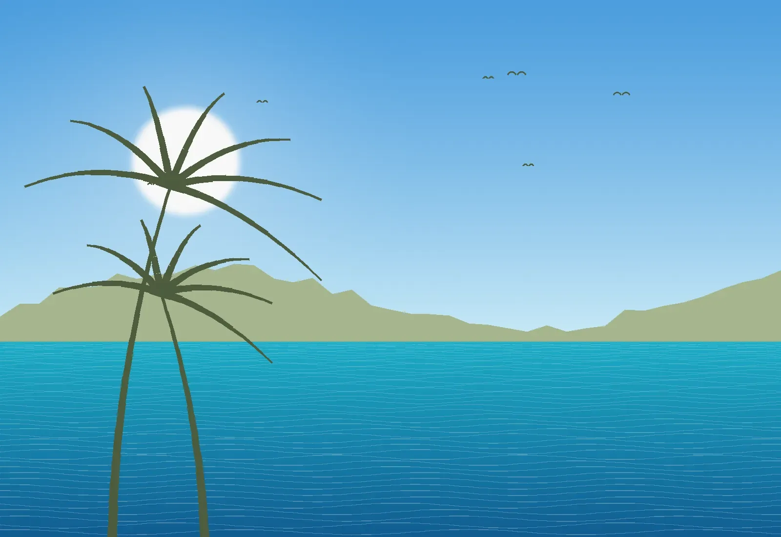 Ilustración de la costa de Mallorca con sierra al fondo