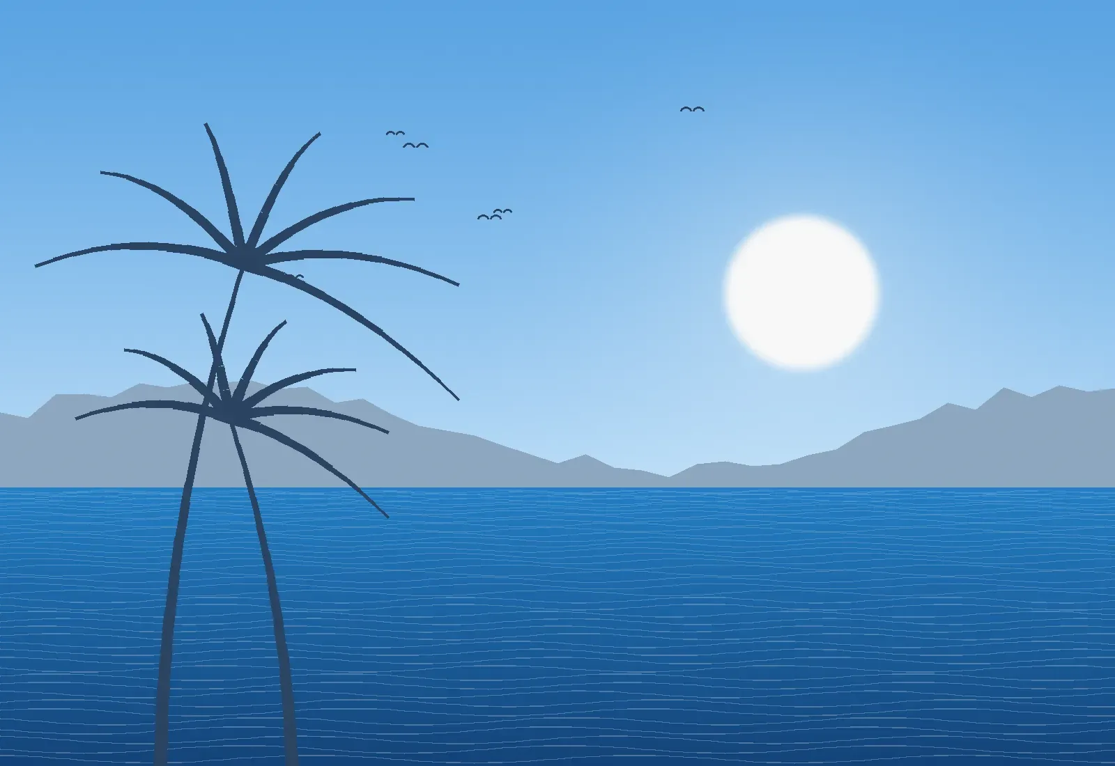 Ilustración de la costa mediterránea con montañas