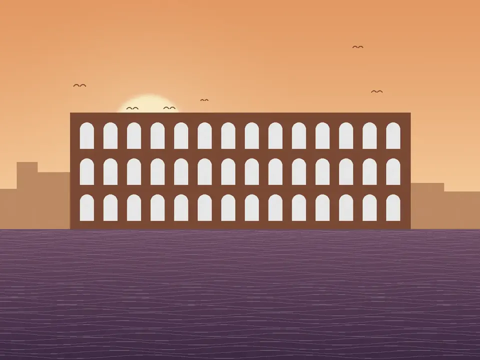 Ilustración del Coliseo de Roma al atardecer